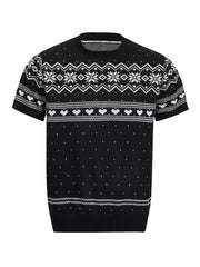 Men's Short-sleeve Fair Isle Knit Top in Grey, back view