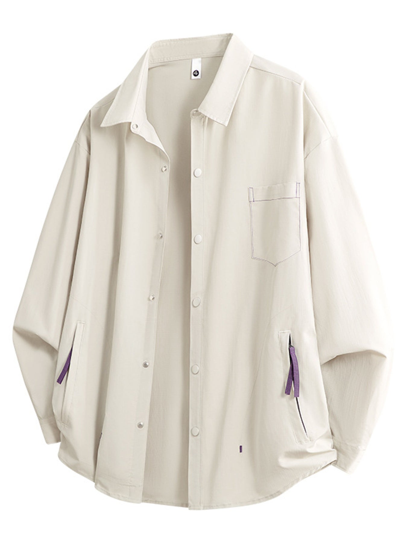 Relaxed Fit Snap-down Shacket For Men
