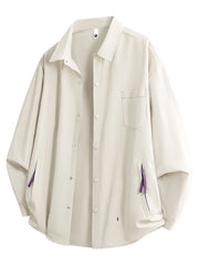 Relaxed Fit Snap-down Shacket For Men