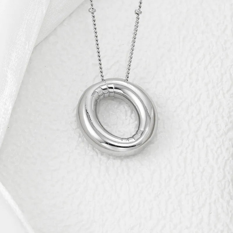 Silver letter O pendant necklace with beaded chain