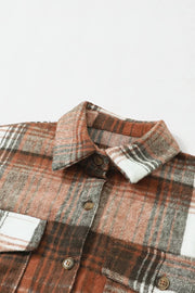 Plaid Button Up Shacket in Caramel, product detail
