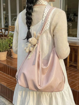 Adjustable Strap Shoulder Bag in Pink, side view