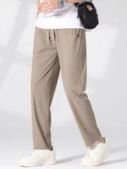Men's Plus Size Quick-dry Casual Pants in Khaki, model styling view
