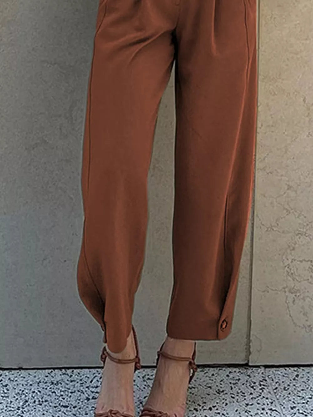 High-waisted Pleated Pants in Brown, view 12