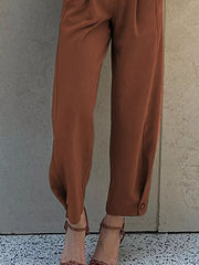 High-waisted Pleated Pants in Brown, view 12