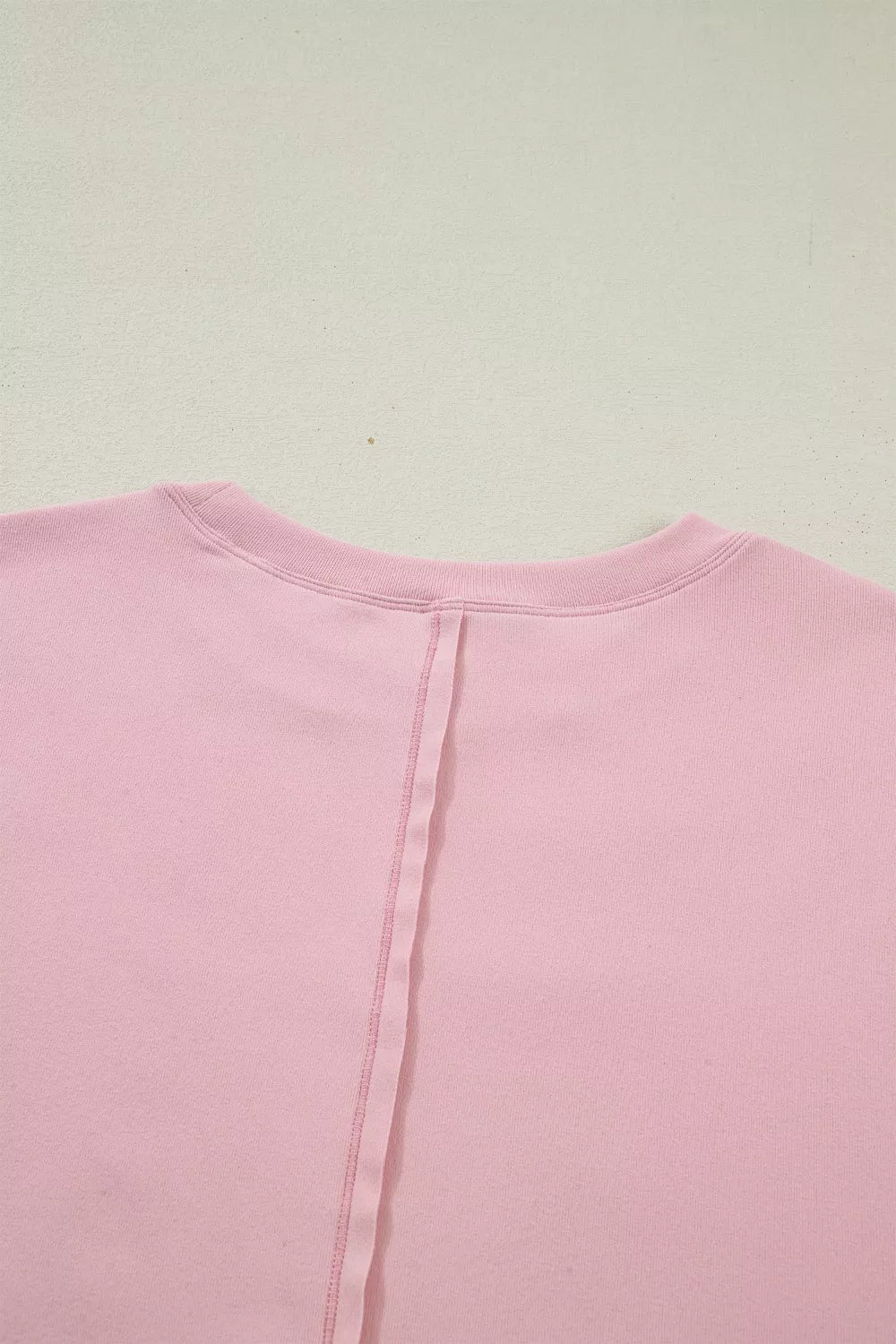 Pink maternity t-shirt with crew neck and back seam detail