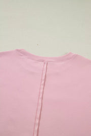Pink maternity t-shirt with crew neck and back seam detail