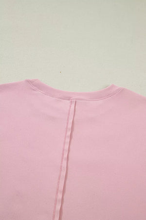 Pink maternity t-shirt with crew neck and back seam detail